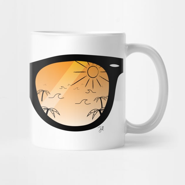 Sunglasses with Beach and Mountains Orange and Blue by JDP Designs